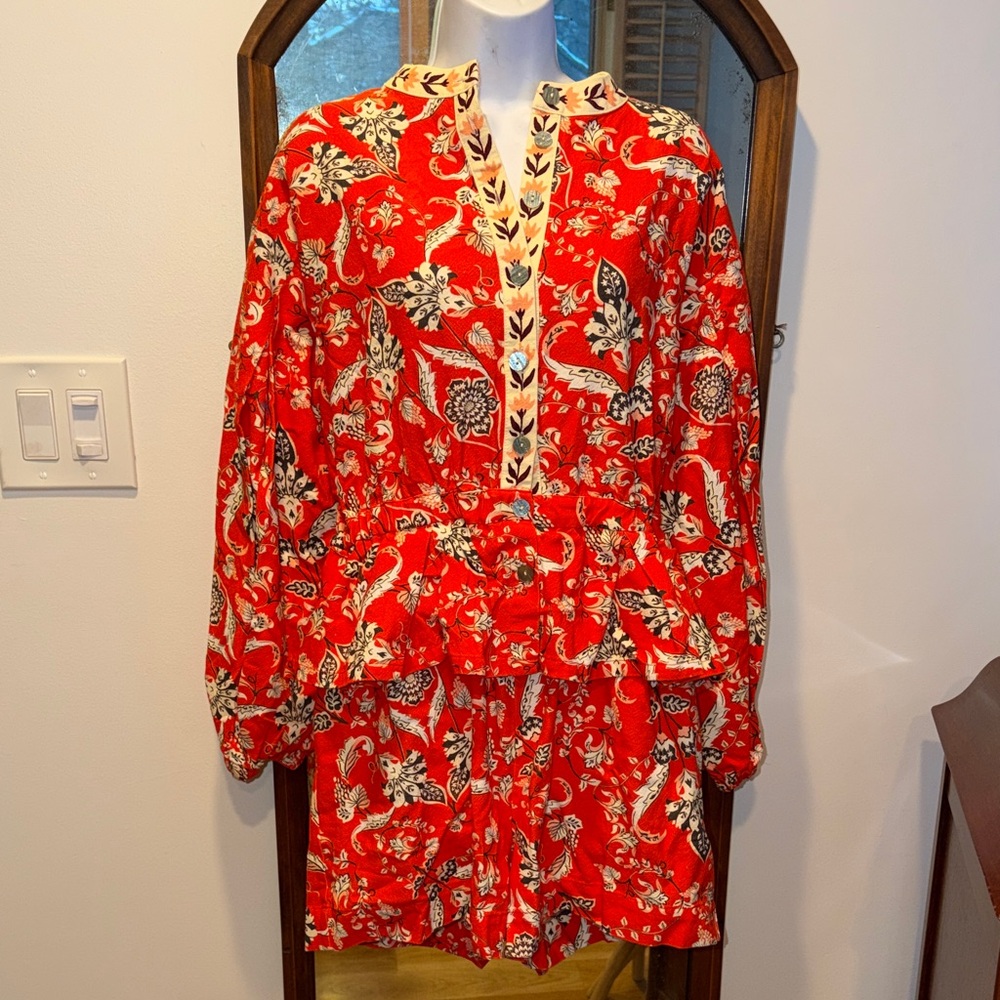 Farm Rio x Anthropologie Long Sleeve Printed Romper NWT M - Picture 4 of 9